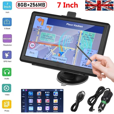 7'' Car Truck GPS Navigation Sat Nav 8GB Free Lifetime UK EU Maps Touch Screen • £41