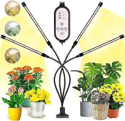 £14.99 • Buy Plants Grow Lights 4-Heads 80 LED Full Spectrum Plants Growing Lamps 10 Dimming