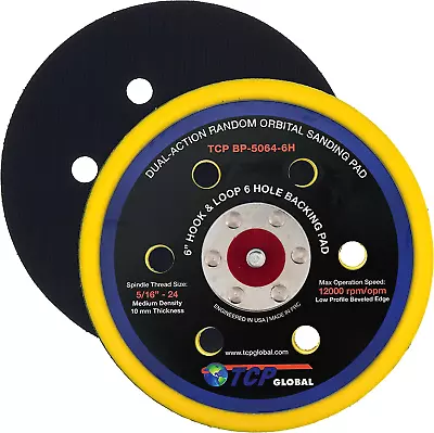 TCP Global 6  Hook & Loop DA Sander & Polisher Backing Plate Pad 6 Hole Patter • $15.03