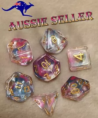 $11.85 • Buy Dice Morning Glory Dice Dungeons & Dragons 7 Piece Set RPG Games + Bag