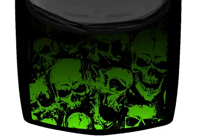 Distressed Skulls Abstract Grunge Truck Hood Wrap Vinyl Graphic Car Decal Lime • $104.05