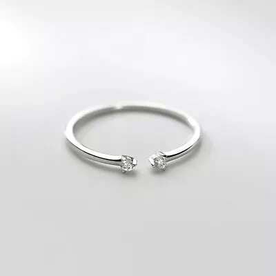 925 Sterling Silver Double CZ Thin Dainty Midi Knuckle Open Pinkie Ring A3106 • $10.99