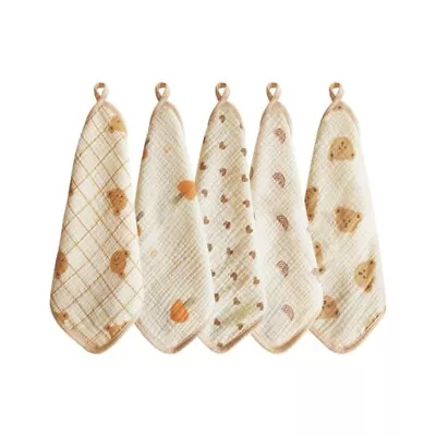 Pack Of 5 Soft Baby Washcloths Cotton Bibs Face Cloths For Boys Girls • £11.18