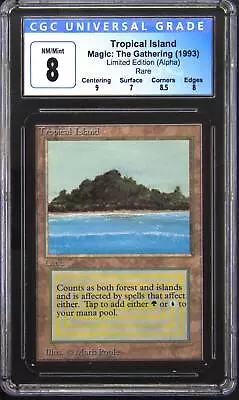1993 Alpha Tropical Island Rare Magic: The Gathering Card CGC 8 • $1175