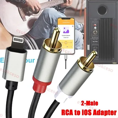 2-Male RCA To IOS Adapter Audio Stereo Cable Aux Cord Compatible With IPhone Pad • $9.99