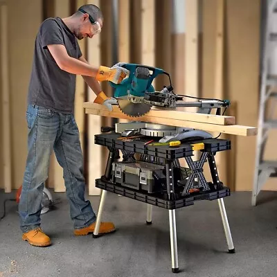 ✅ Keter Folding Work Table Bench With Clamps New Quick Setup ✅ Fast Delivery 📦 • £84.95