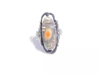 Vintage Victorian Blister Pearl Sterling Silver Abalone Ring • $55