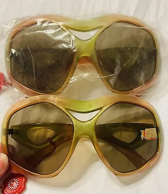 NOS Lot Of 2 VINTAGE Sunglasses Oversized Frames 80s Retro Unisex Rad Mod Groovy • $69.99