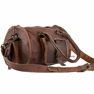 Bag Leather Duffle Men Travel Gym Genuine Luggage Overnight Vintage Weekend Bag • $51.70