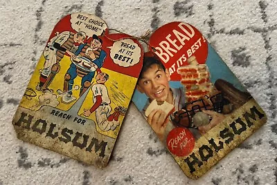 (2) Vintage Holsum Bread Advertising Store Signs Paper Baseball Catcher Hanging • $99.99