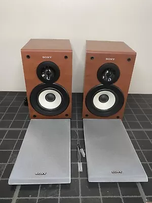 £24.99 • Buy Sony Speakers SS-CSPZ50 6 Ohm Walnut For HI-FI Or Home Cinema Front/Rear 50W