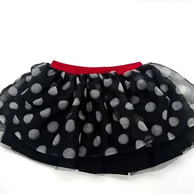 Official Disney Junior Minnie Mouse Tutu Skirt Red White Black Polka Dot Size 2T • $5
