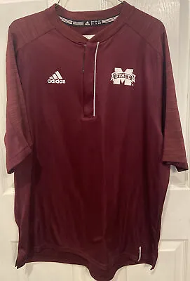 Mississippi State Bulldogs Adidas Climalite Short Sleeve Shirt Large 1/4 Zip • $17.77