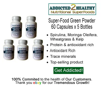$29.99 • Buy 300 SuperFood Green Powder Capsules - 5 Bottles X 60 Each