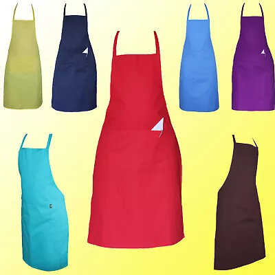 Chefs Apron Plain Front Pockets Kitchen Butcher Cooking BBQ Stuff Full Aprons UK • £6.99