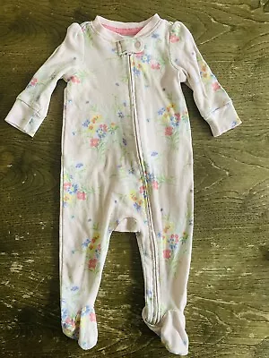 Baby GAP 0-3 Months Girls Pink Floral Zip Sleepsuit Babygrow (all In One) • £1.99