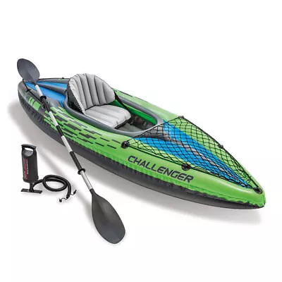 Intex Sports Challenger K1 Inflatable Kayak 1 Seat Floating Boat Oars River/Lake • $229