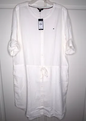 Tommy Hilfiger-Rihanna Casual Shirt Dress-White-Button Up New With Tags • $56