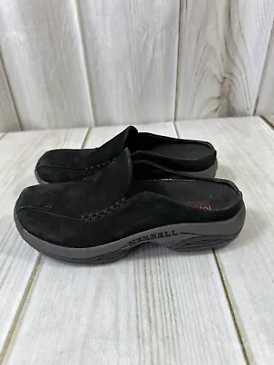 Merrell Jungle Moc Womens 7.5 Suede Loafer Mule Clog Shoes Black Slip On • $34.99