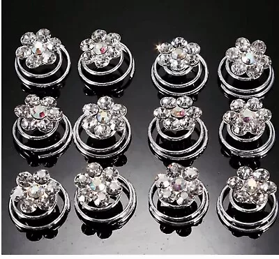 Hair Jewels.springs.coils.spirals.AB /diamante. Pack Of 12.bridal.brides.party. • £3.99