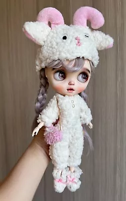Blythe Doll Clothes -- Cute Soft White Sheep Themed Costume Set  (OOAK) • $24.40