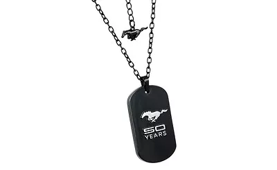 Ford Mustang 50th Anniversary Female Black Dog Tag Necklace & Pony Extention • $39.99