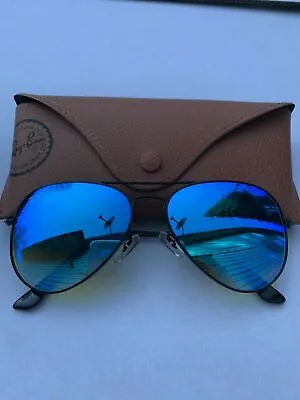 Ray-Ban Aviator Sunglasses 002/4O RB3025 58m Black Frame & Blue Gradient Flash • $1.25