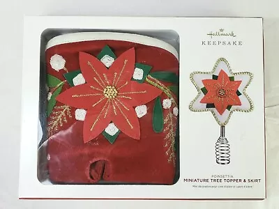 Hallmark Miniature Poinsettia Tree Topper And Christmas Tree Skirt • $34.92