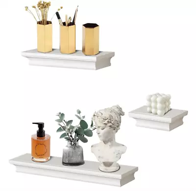 White Floating Shelves Wall Mounted Display Storage Shelves Wall Shelf For Home • $48.99