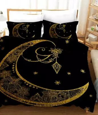 3D Night Black Moon Stars KEP6999 Bed Pillowcases Quilt Duvet Cover • $16.09