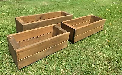 £13.99 • Buy Rectangle Wooden Balcony Flower Plant Garden Herb Planter Windowsill Pots