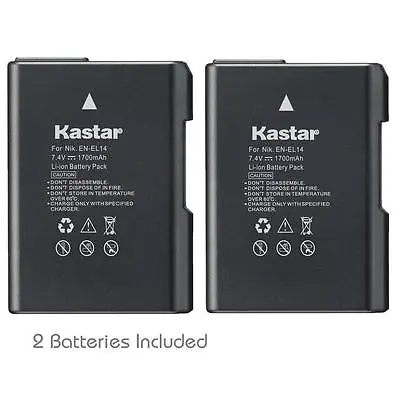 Kastar EN-EL14 Battery For Nikon D3100 D3200 D3300 D3400 D5100 D5200 D5300 • $19.99