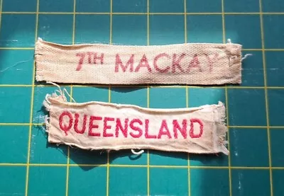 Vintage 7th Mackay And Queensland Scout Name Tape Badge • $9