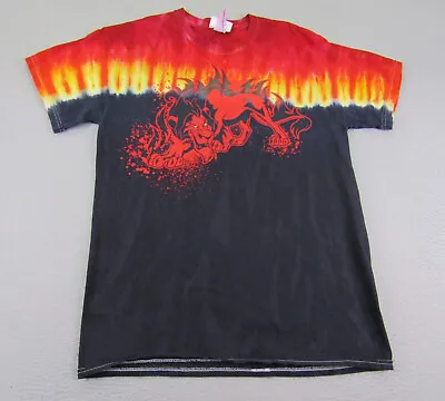 Vintage Disney Shirt Mens Medium Blue Red Tie Dye Scar Lion King Flames Parks ^ • $25.98
