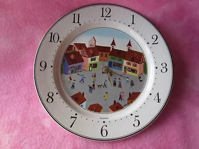 80's Era~Villeroy & Boch Battery Clock~ Quartz~ Naif~ LAPLAU 4 Pattern~10.5  ~ • $47.15