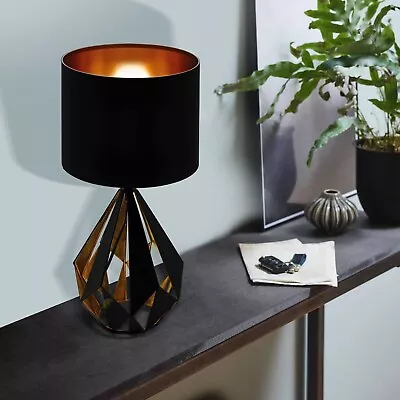 New Eglo Carlton 5 Table Lamp Black Metal With Copper Inner 43077n Desk Bedside • $149