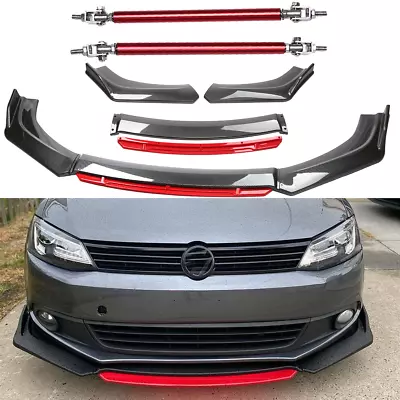 Front Bumper Lip Splitter Spoiler Body Kit Carbon Fiber Rods For VW Jetta MK6 • $129.99