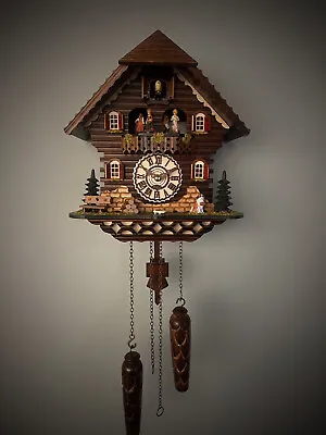 Cuckoo Clock Black Forest Quartz German Music Quarz Chalet New • £212.50