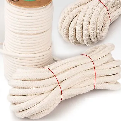 Cotton Rope Sash Cord Twine Washing Clothes Natural 100% 16 Strand 4 -12mm • £85.78