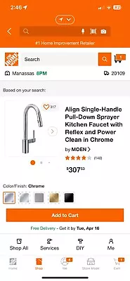 Moen Align One Handle Pull-Down Faucet - Chrome • $220
