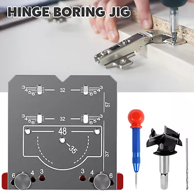 35mm Concealed Hinge Jig Drill Guide Set Bit Cabinet Door Hole Cutter Tool※ • $27.79