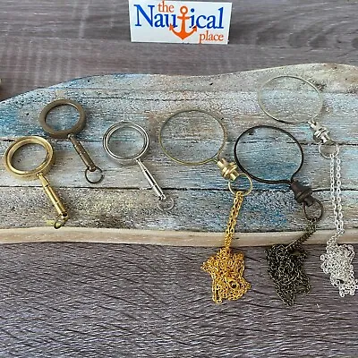 Magnifying Glass Necklace W/ Optional 27  Chain Brass Magnifier Monocle Pendant • $6.97