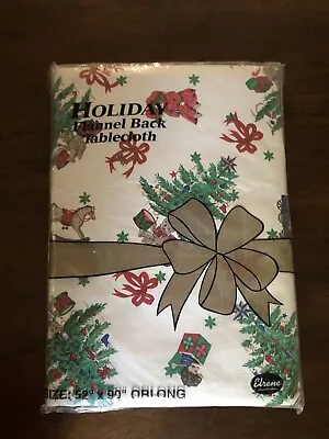 Vintage  Holiday  Vinyl /Flannel Back Tablecloth 52” X 90” Oblong - New Sealed • $15