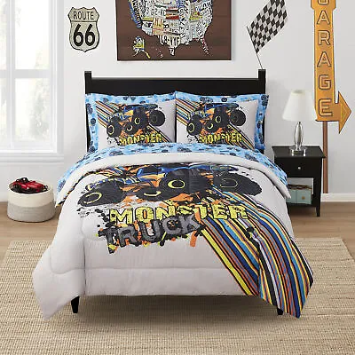 Kids Monster Truck Bed In A Bag Comforter Sham & Sheet Set • $53.99