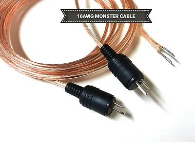 $27.95 • Buy Bang & Olufsen 10ft-16awg MONSTER 2 Pin Din Male Plugs Speaker Cables Arcam+More