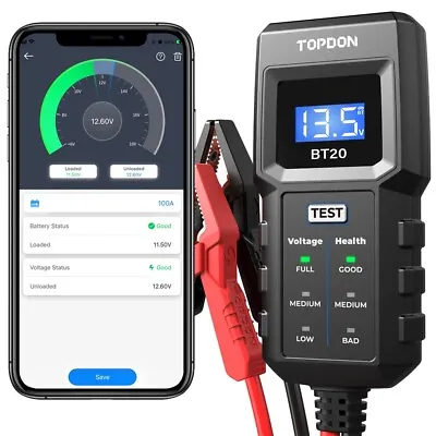 TOPDON BT20 Battery Load Tester Unlock Cranking Test And Charging Test In App • $18.99