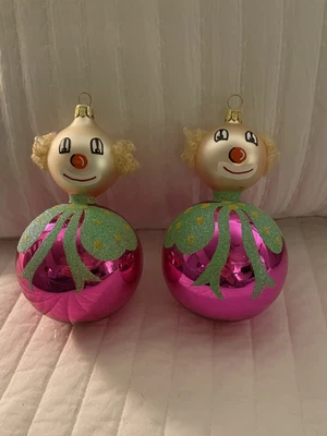 $30 • Buy Pier 1 Imports Lot Of 2 Clowns On A Ball Ornaments Approx 5” Tall