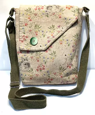 Wild At Heart Rabbit & Flora Crossbody Bag Purse - Cotton Lining - 9  X 7  X 3  • $28