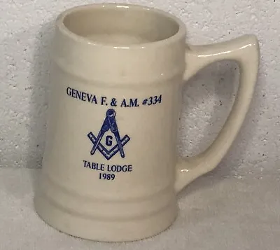 Vintage 1989 Masonic Table Lodge Geneva F. & A.M. #334 Ohio Ceramic Mug Cup • $13.45