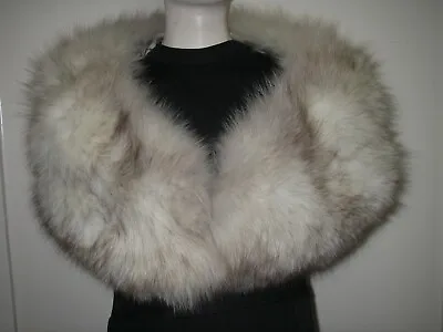 Vintage 1940s Silver Fox Fur Stole Wrap Shrug Wedding Bridal Cape 2 Pelt • $199